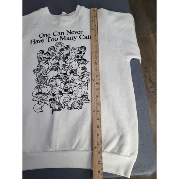 Vintage Sweatshirt "ONE CAN NEVER HAVE TOO MANY CATS" SZ LG Novelty USA - Picture 7 of 11